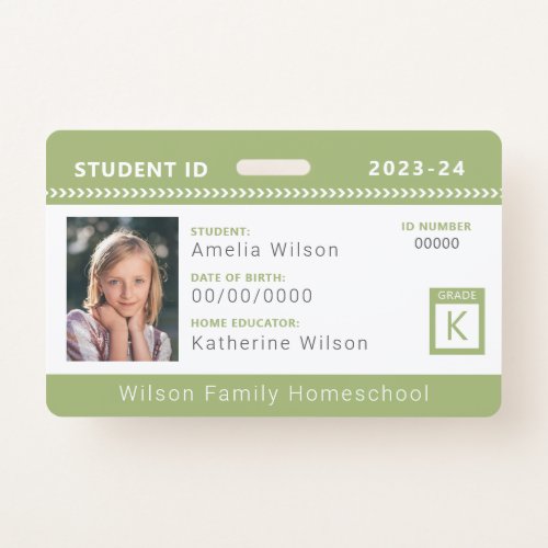 Green Chevron Homeschool Student ID Badge