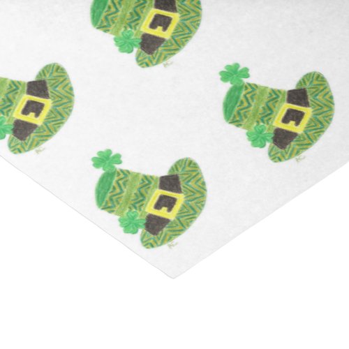 Green chevron Leprechauns hat white tissue paper