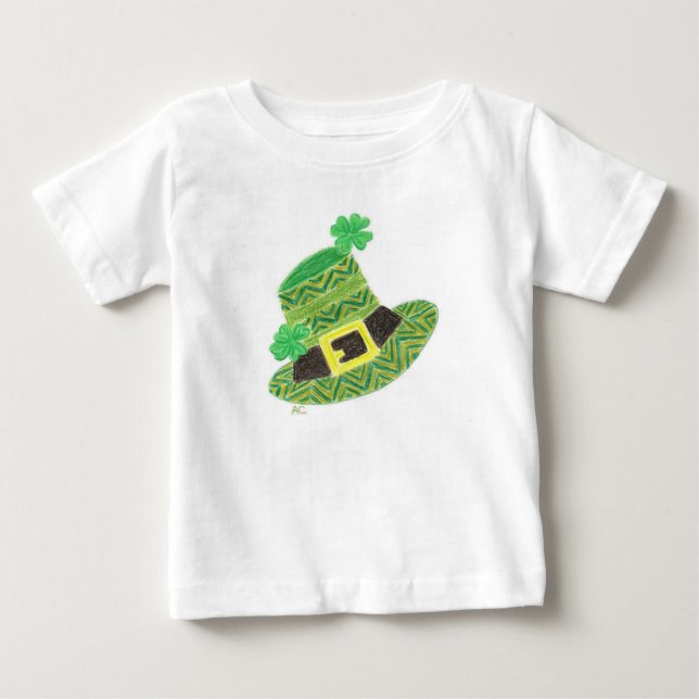Green chevron leprechaun's hat baby t-shirt (Front)