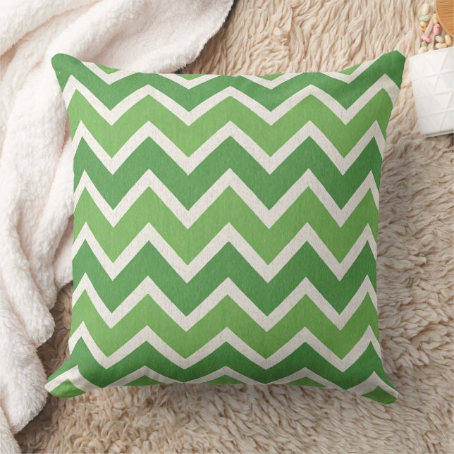 Green Chevron Pattern St. Patricks Day Throw Pillow (Blanket)