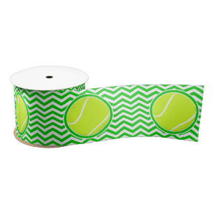 Green Chevron Pattern Tennis Ball Party Ribbon