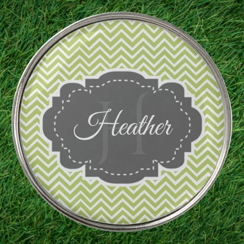 Green Chevron Personalize Golf Ball Marker