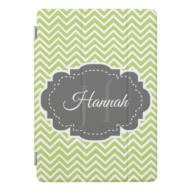Green Chevron Personalized iPad Smart Cover (Front)