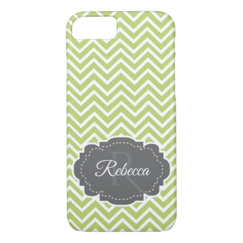 Green Chevron Personalized iPhone Case