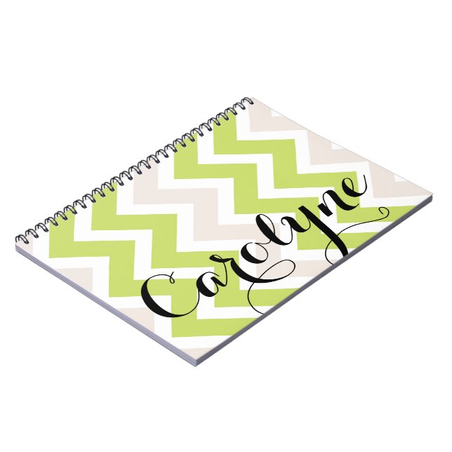 Green Chevron | Personalized Notebook (Left Side)