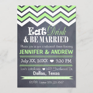 Green Chevron Rehearsal Invitation