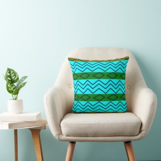 Green Chevron Stripe on Teal 