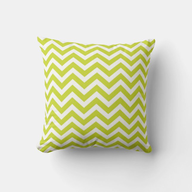 Green Chevron Stripe Pattern Throw Pillow (Front)