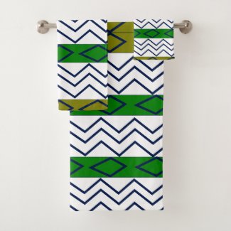Green Chevron Stripes Geometric Pattern 