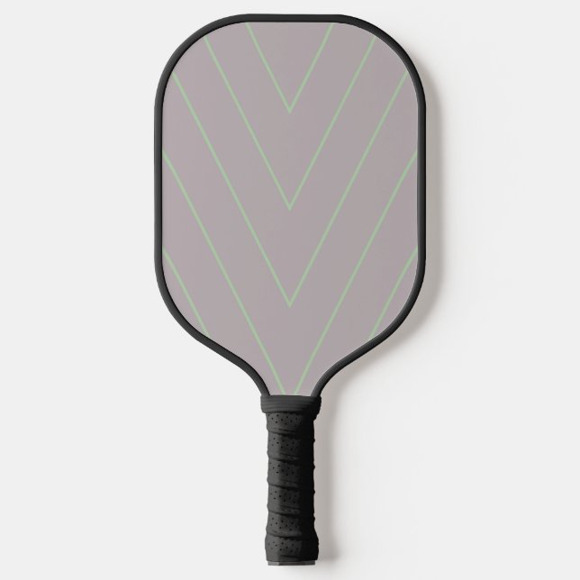 Green chevron stripes on gray pickleball paddle (Front)