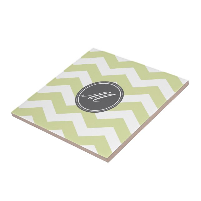 Green Chevron with Monogram Tiles (Side)
