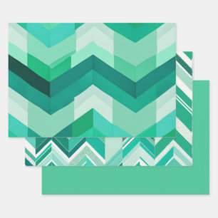 Green Chevron Wrapping Paper Sheets
