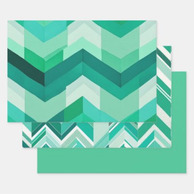 Green Chevron Wrapping Paper Sheets