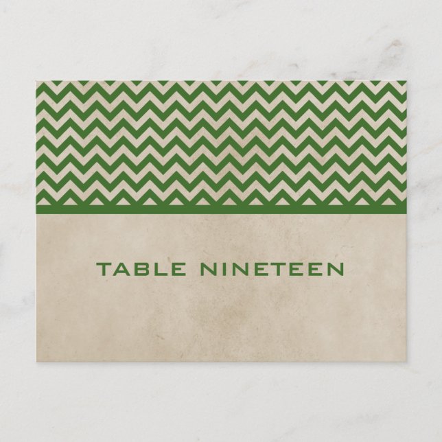 Green Chic Chevron Table Number Postcard (Front)