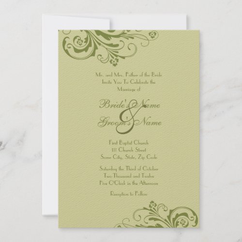 Green Chic Floral Wedding Invitation
