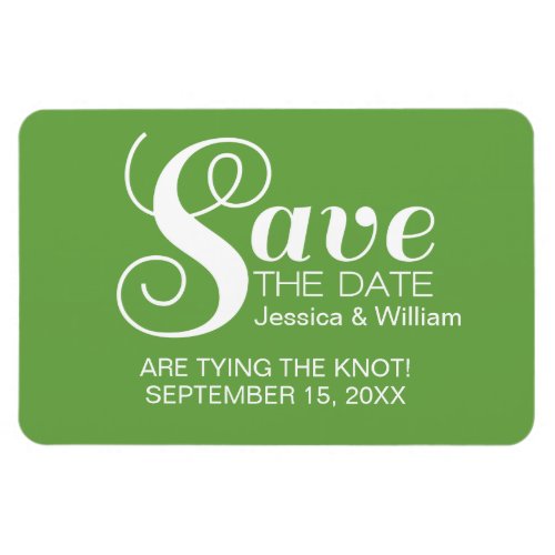 Green Chic Typography Save the Date Magnet