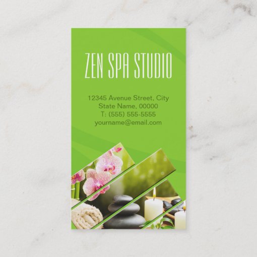 Green Chic Zen Spa Wellness Massage Therapist Business Card Zazzle 2794