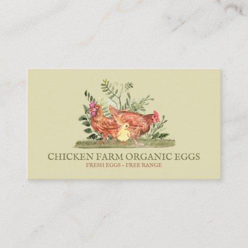 Green Chicken Farm Fresh Eggs rooster Business Card