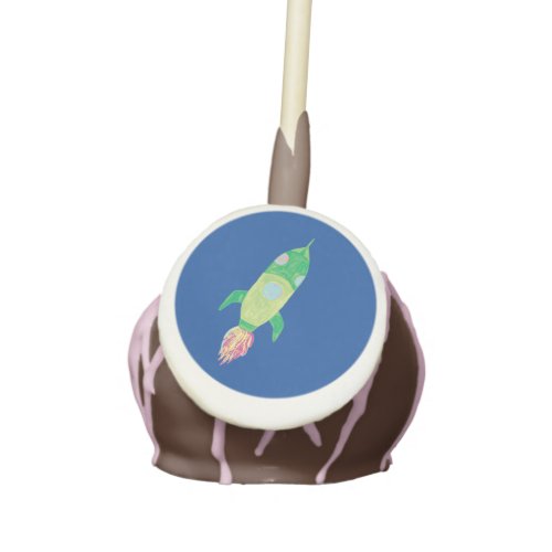Green Childish Space Rocket Cake Pops