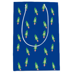 Green Childish Space Rocket Medium Gift Bag