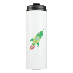 Green Childish Space Rockets Thermal Tumbler