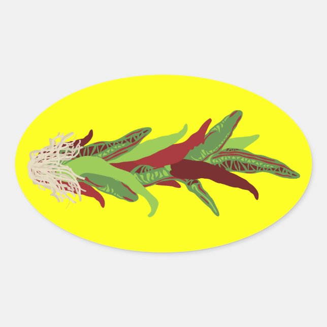 green chile peppers oval sticker (Front)
