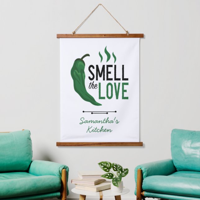 Green Chile Smell the Love Hanging Tapestry (Living Room)