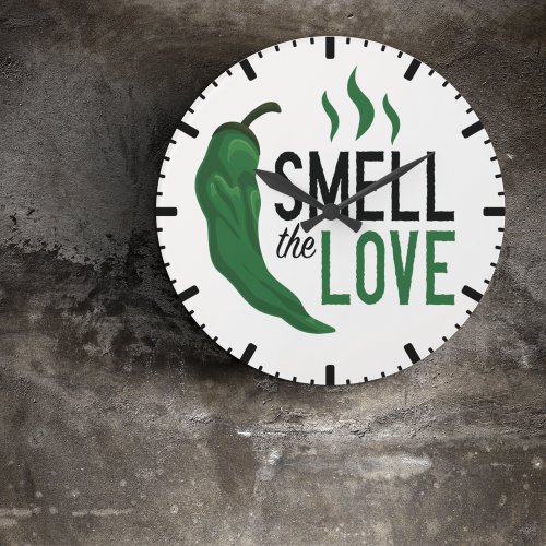 Green Chile Smell the Love Large Clock