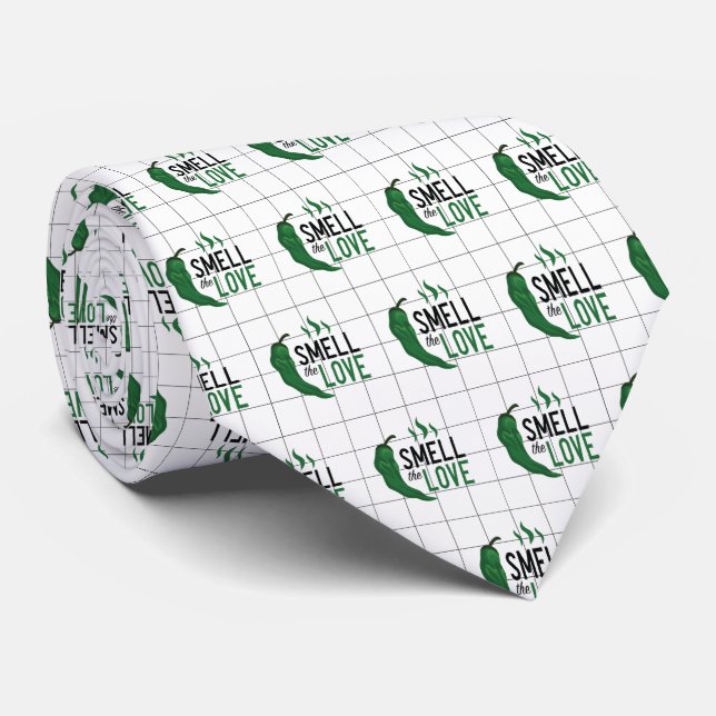 Green Chile Smell the Love Neck Tie (Rolled)