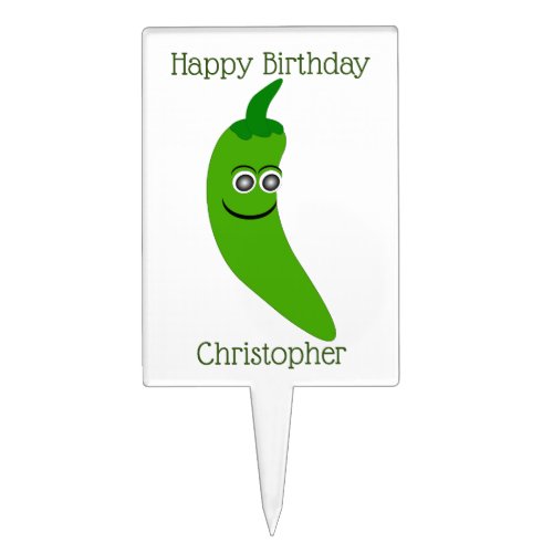 Green Chili Pepper Birthday Cake Topper