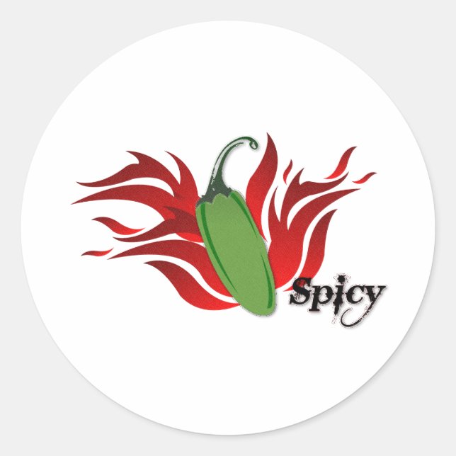 Green Chili Pepper Design Classic Round Sticker (Front)