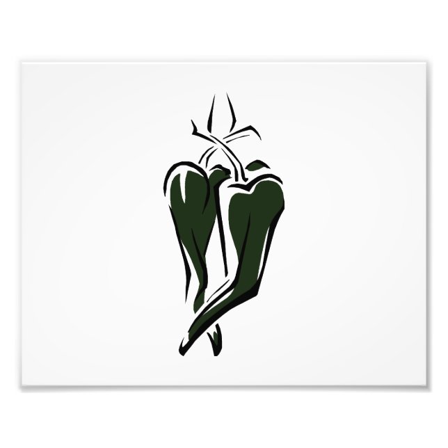 Green chili pepper two dancing abstract photo print (Front)
