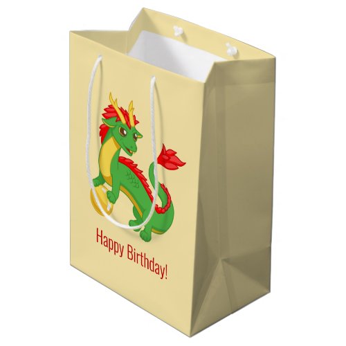 Green Chinese Dragon Birthday Yellow Medium Gift Bag