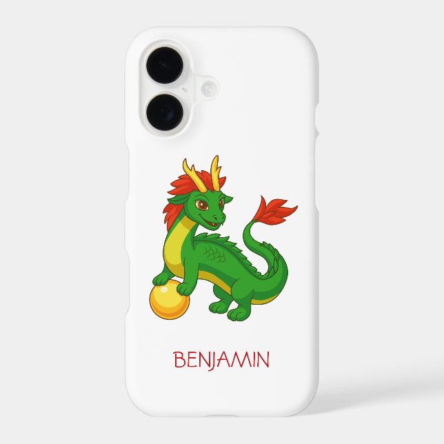 Green Chinese Dragon Custom Name iPhone Case (Back)