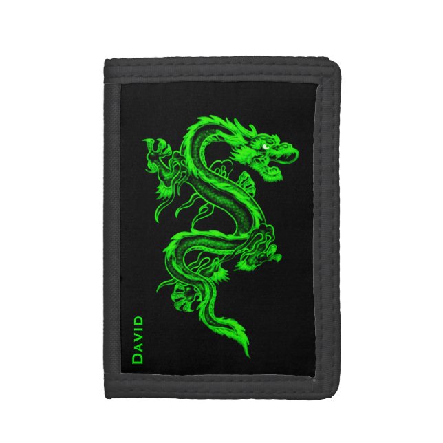 Green Chinese Dragon Custom Wallet (Front Vertical)
