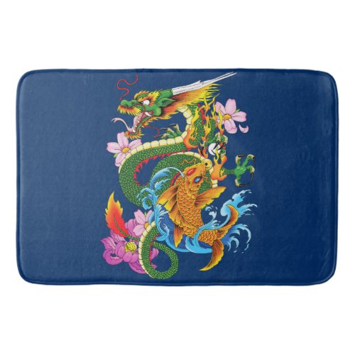 Green Chinese Dragon Koi Bath Mat