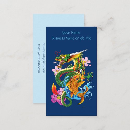 Green Chinese Dragon Koi Business Card