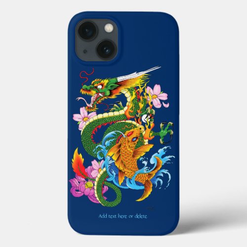 Green Chinese Dragon Koi iPhone 13 Case