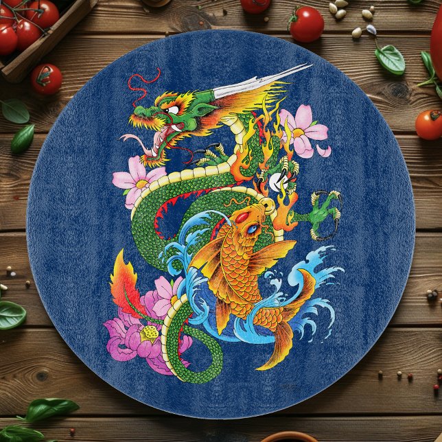 Green Chinese Dragon Koi Cutting Board (Creator Uploaded)