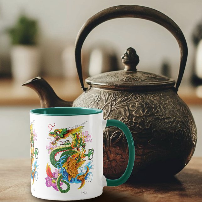 Green Chinese Dragon Koi Mug (Creator Uploaded)
