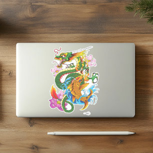 Green Chinese Dragon Koi Sticker