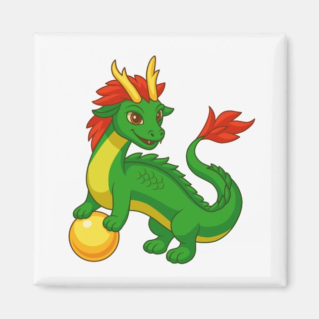 Green Chinese Dragon Magnet (Front)