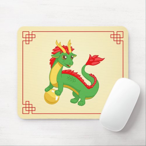 Green Chinese Dragon Mouse Pad