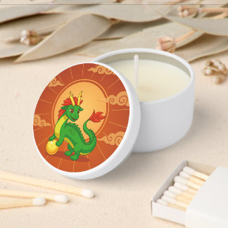 Green Chinese Dragon on Red Mini Candle Favors