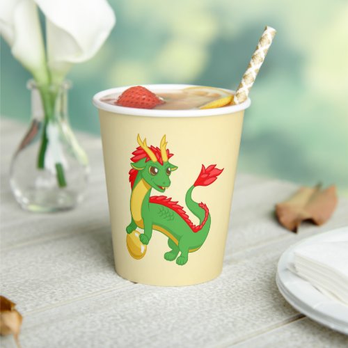 Green Chinese Dragon Paper Cups