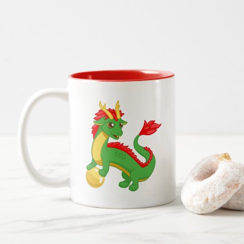 Green Chinese Dragon Two_Tone Coffee Mug