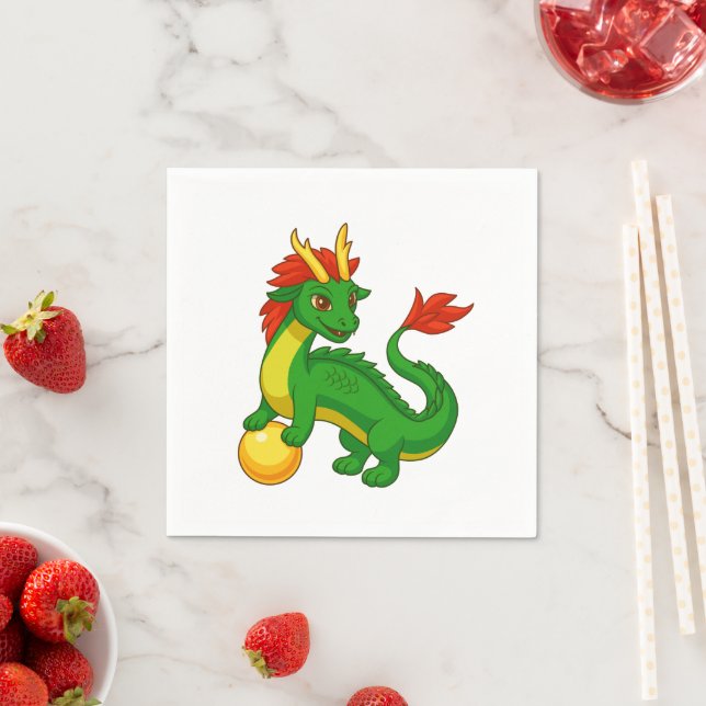 Green Chinese Dragon V2 Napkins (Insitu)