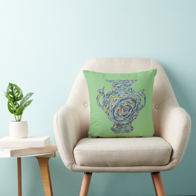 Green Chinoiserie Ginger Jar Jars  Throw Pillow (Chair)
