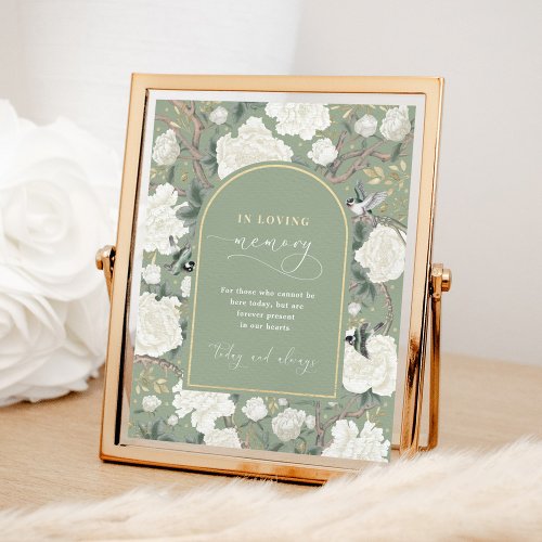 Green Chinoiserie In Loving Memory Wedding Sign