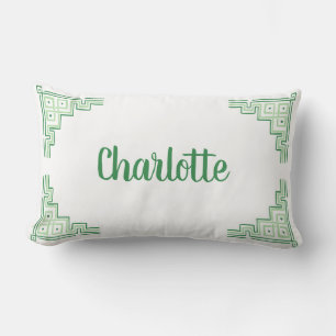 Green Chinoiserie Name Lumbar Pillow
